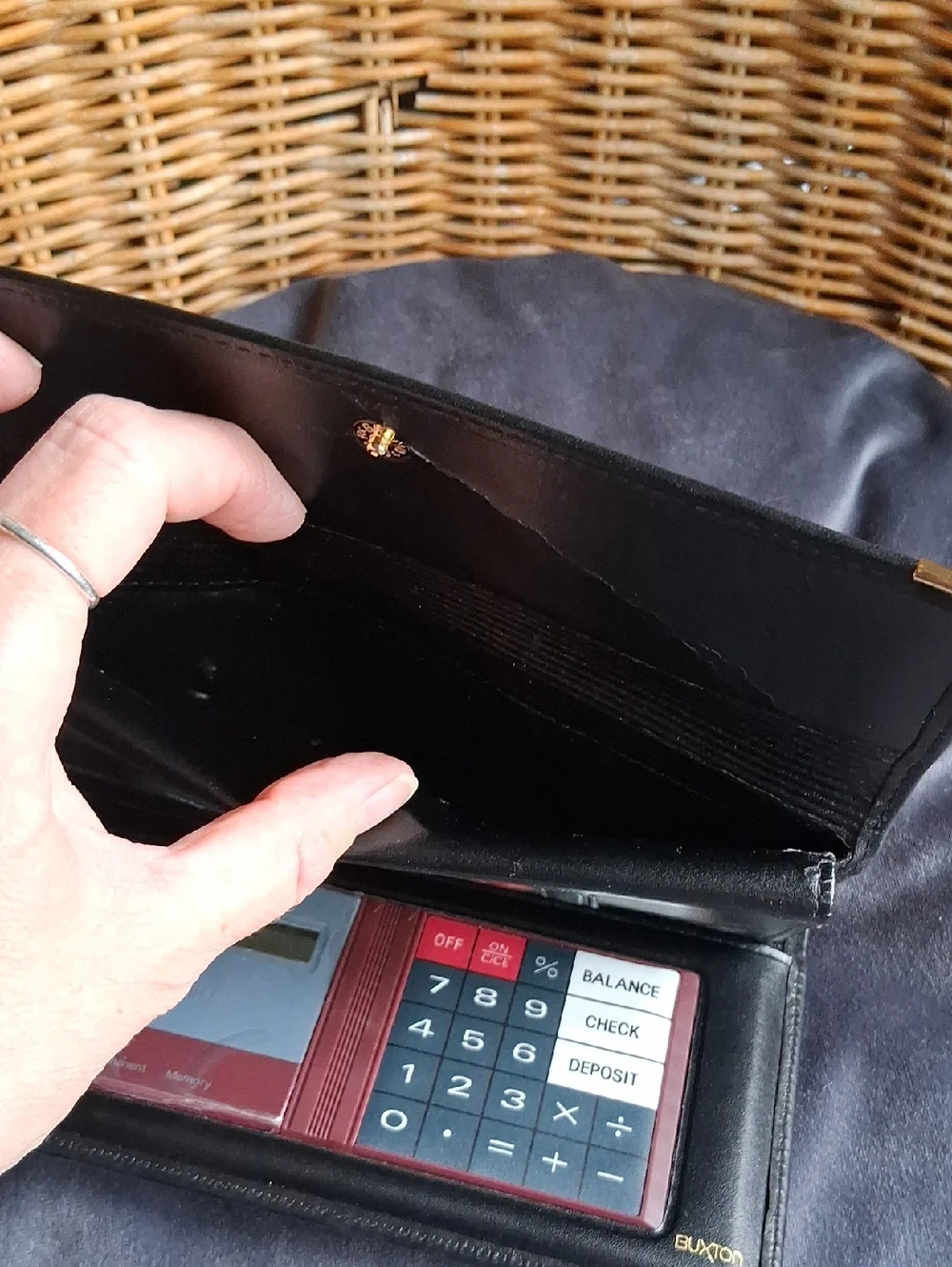 Buxton Black Leather Wallet with Gold Hardware